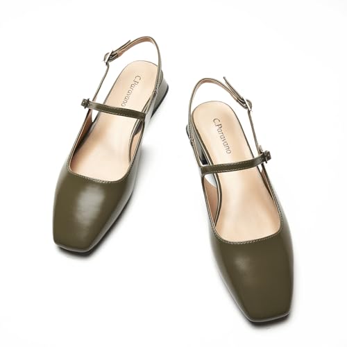 Image of C.Paravano Slingback Flats | Slingback Sandals for Women | Sandals Flats | Adjustable Ankle Strap Shoes