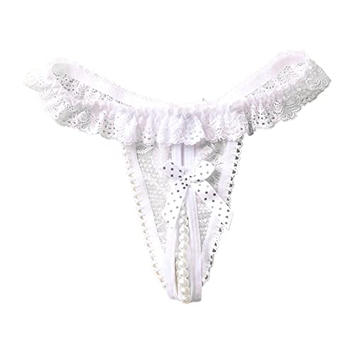 ZTFYKLIN Culotte Sexy Femme Femmes Perle Dentelle Strings Legging Cuir Enfant String Fendu Tanga en...