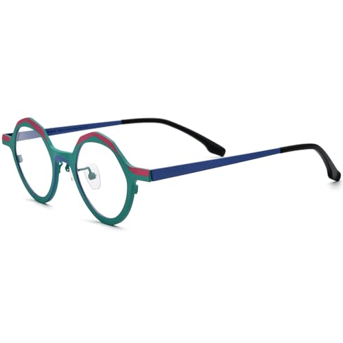 Image of FONEX Colorful Pure Titanium Glasses Frame Women Retro Round Eyeglasses