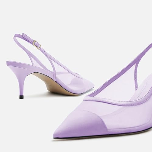 Image of Mesh Kitten Heels for Women Slingback Design with Pointed Toe Breathable and Stylish Elegant Low Heel for Comfort