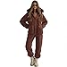 Fleece Jumpsuit for Women - One Piece Hooded Romper with Zipper and Pockets, Winter Fashion Loose Plush Hooded Jumpsuit (Brown,Medium)