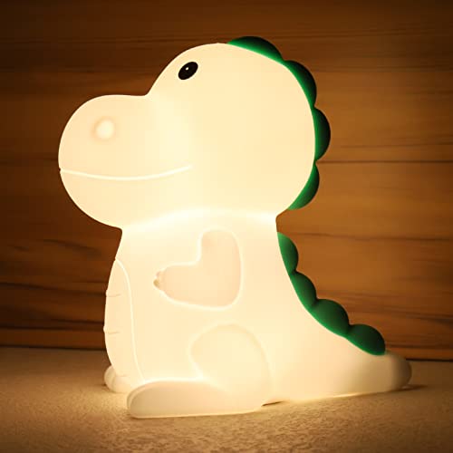 WolinTek Dinosaure Veilleuse Bebe, 7 Couleurs & Tactile,Lampe LED USB Rechargeable,Veilleuse Lampe pour Décoration Chambre Enfant,Cadeau d'anniversaire,...