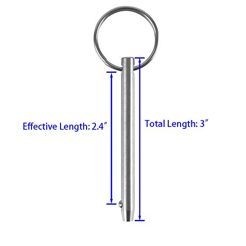 Vturboway PINS_1/4_76MM 2 Pack Quick Release Pin, Diameter 1/4"(6.3Mm), Total Length 3"(76Mm), Effective Length 2.4"(61Mm), Full 316 Stainless Steel, Bimini Top Pin, Marine Hardware thumb #1