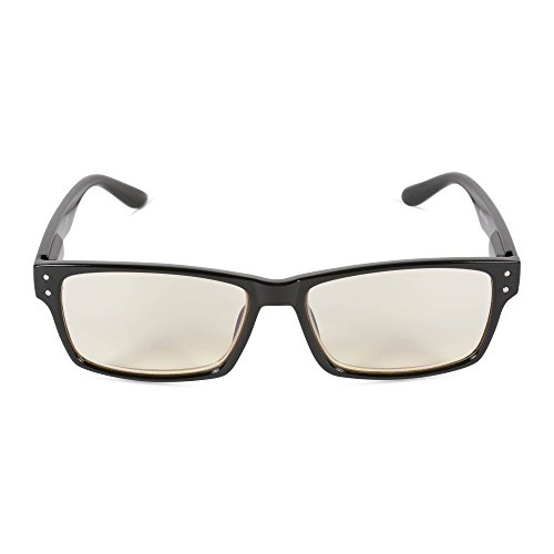 Inner Vision Eye Strain Relief Computer Screen Glasses w/Case - Anti Blue Light, Anti Glare, Scratch Resistant, Spring Hinges - Unisex, (Non-Prescription), Black - Thumbnail 2