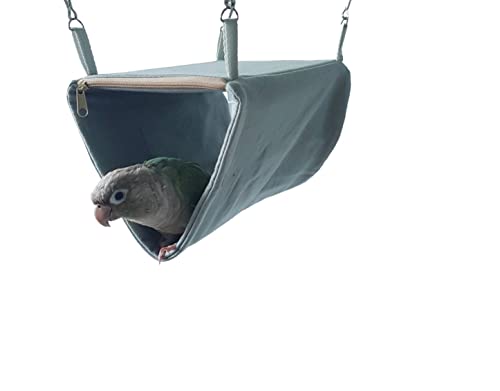 Image of Grey Color Bird Nest House Hammock Hanging, Hideaway for Small Birds sush as Budgies Cockatoo Lovebird.