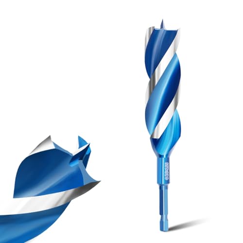 Teronbeta Wood Drill Bit 26mm x 155mm Professional 1/4 Inch Hex Shank Brad Point Auger Drill Bits for Wood