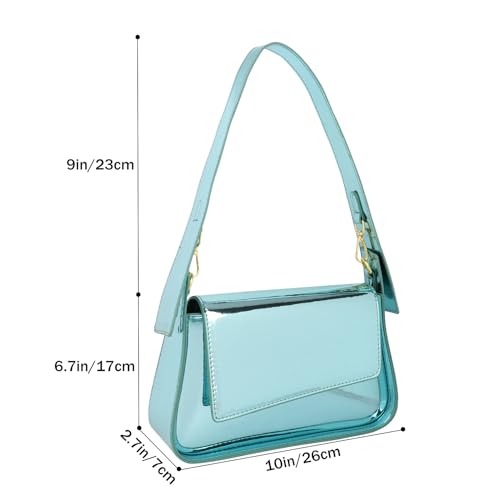 Image of Womens Y2k Sparkly Silver Hobo Bag Tote Evening Bag Metallic Clutch Satchel Shoulder Bag for Wedding Party Prom