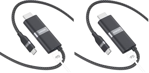 Image of Anker Nano USB C to HDMI Cable Adapter with 140W PD Fast Charging Port, 4K@60Hz,Sustainable with Advanced Shielding, Thunderbolt 5 /4 /3 Compatible, for MacBook, iPhone, HD TV (6FT,Black) (Pack of 2)