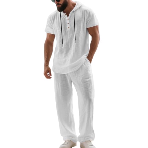 Men 2 Piece Outfits Summer Men Linen Sets Outfits 2