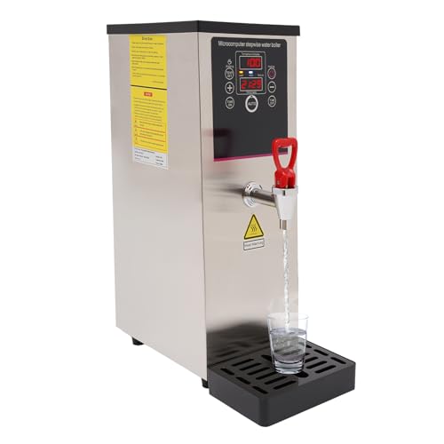 Bacacoo 10L Electric Water Boiler, Commercial Hot Water Dispenser, Stainless Steel Water Boiler with Display for Kitchens, Living Rooms, Cafes, Restaurants, Offices - Silver