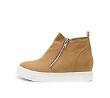 Soda Womens Taylor Nubuck Hight Top Slip On Fashion Sneakers (Mid Tan, Numeric_8)