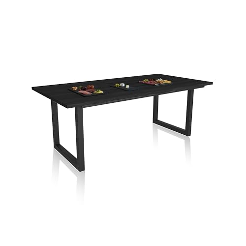duehome | Altea, Mesa de Comedor Fija, Mesa Cocina, Mesa Salon, Acabado en Negro, Medidas: 194 cm (Largo) x 90 cm (Ancho) x 75 cm (Alto)