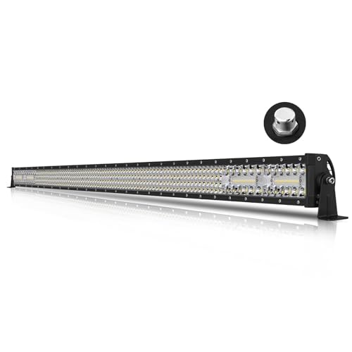 52 Inch LED Light Bar, AKD Part 380W Quad Row Offroad Driving Lights Spot Flood Combo LED Work Light Roof Light Bar for Truck Pickup Tractor Chevy Ram Wrangler Boat