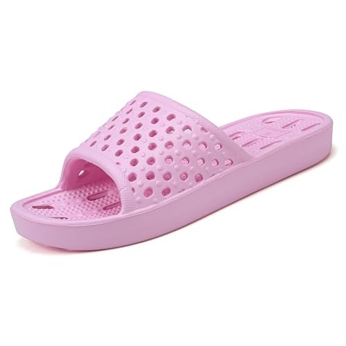 Image of clootess Shower Shoes Slide for Men and Women Holes Bath Slipper Bathroom Sandal Pool Gym College Dorm Non-Slip