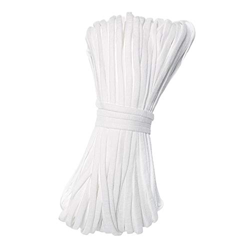 50Yard 1/4 Inch Elastic Bands, White Elastic Cord for Sewing, Soft Ear Elastic Rope Loop String for DIY Knit Crafting