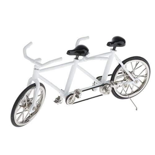 perfk Mini Bicicletta - Modello di Bici Tandem in Metallo Fatto a Mano (Scala 1:16) - Regalo Giocattolo Decorativo Decorativo - Colori Selezionati, Bianca