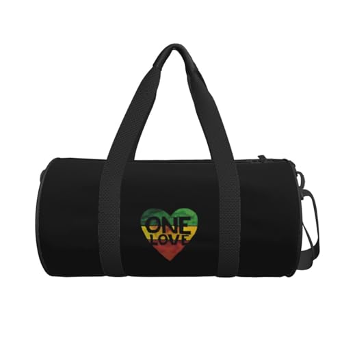 One Love Music Rasta Reggae Heart Convertible Garment Bag with Shoulder Strap, Carry on Garment Duffel Bag for Men Women - Rolling Foldable for Travel Luggage Bags (Black)2