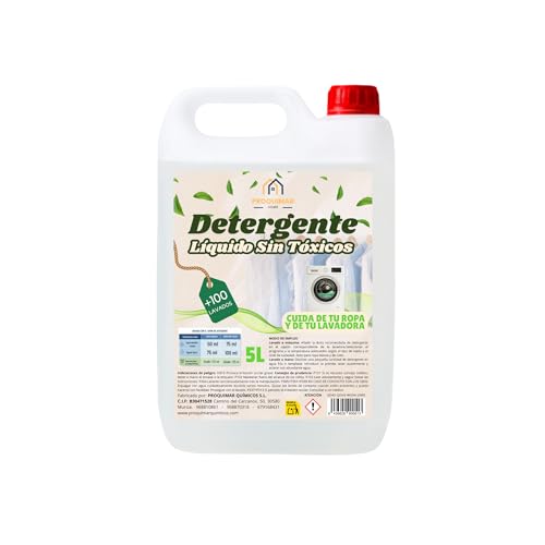 Detergente Líquido Hipoalergénico 5 Litros Sin Perfume – Más de 100 Lavados – Fórmula Suave para Piel Sensible y Bebé – Apto para Ropa Blanca y Color