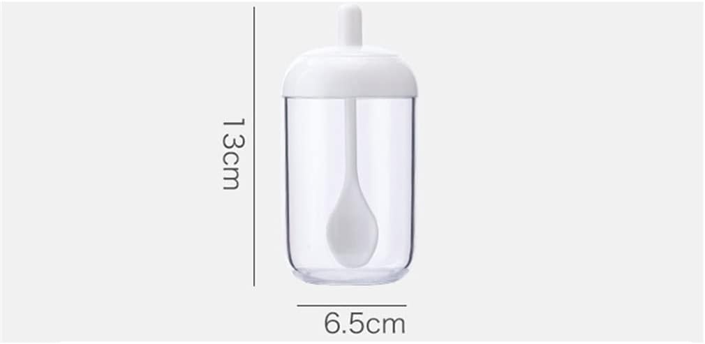 Kitchen Supplies Transparent Seasoning Box Salt Sugar Pepper Powder Plastic Bottle With Spoon Cover