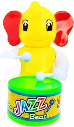 Image of PRV Fashion Key-Operated Cute Drummer Toy for Toddler Kids Birthday Gift Birthday Return Gift Drumming and Dancing Action for Kids (ELEPHENT)