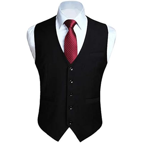 Hisdern Men's Black Formal Waistcoat Vest Cover