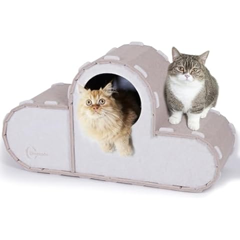 Cat House for Indoor Cats,Multi-Compartment Cat Tunnel for Multiple Cats Hide and Seek,Cat Hideway Cave with Cloud Shape for Puppy Up to Sofa and Cat Indoor Use Cover