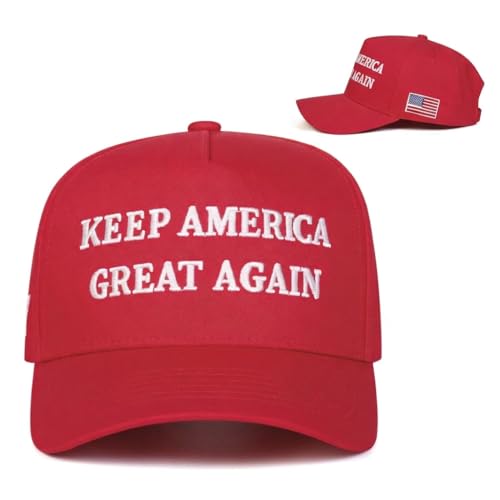 SPGRDER 45-47 Baseball Cap Embroidered with Keep America Great Again and USA Flag for Mens Women Dad Mom Adjustable Trucker Hat Sports Hat Red