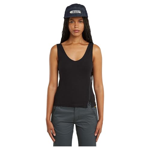 G Star Camiseta de Tirantes para Mujer con Cremallera asimétrica, Negro Dk Black D26226 d275 6484, L