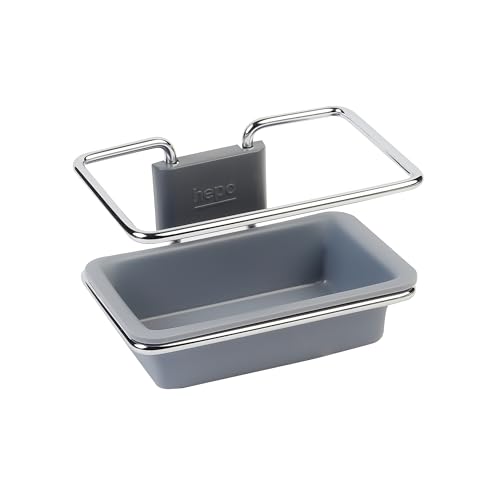 Image of Hepo Stainless Steel Bathroom Tooth Brush Holder Stand Storage Organizer, 1 Tooth Brush Holder | 1 Plastic Tray | 1 Cover Cap |3 Wall Fixing Screws (Grey, 150x100x70 mm) Set of 1