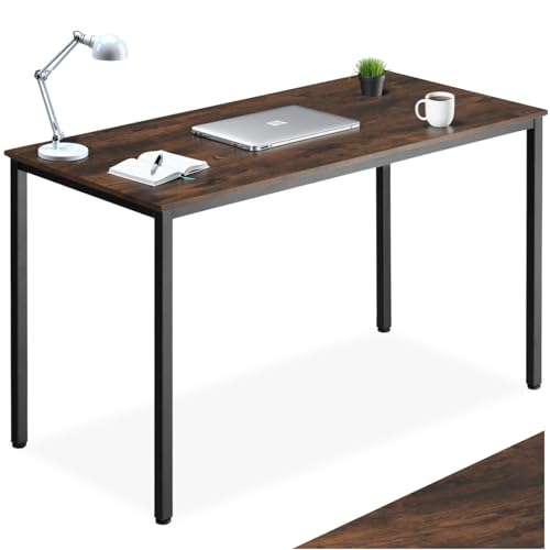 TecTake Industrial Design Schreibtisch 120x60x75,5cm Holz und Metall Computertisch Tisch für Wohnzimmer Büro Esszimmer Schwarz Metallrahmen (Industrial Dunkelbraun)