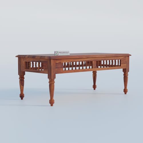 Image of Jangid Handicraft Solid Sheesham Wood Coffee Table for Living Room | Wooden Center Table | Rectangular Coffee Table | Tea Table for Sofa | Modern Sofa Table for Hall | Honey Finish