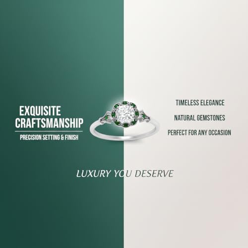 Image of Choose Your Gemstone Vintage Halo Diamond CZ Engagement Ring Sterling Silver Cushion Shape Vintage Engagement Rings Minimal Modern Design Birthday Gift Wedding Gift US Size 4 to 12