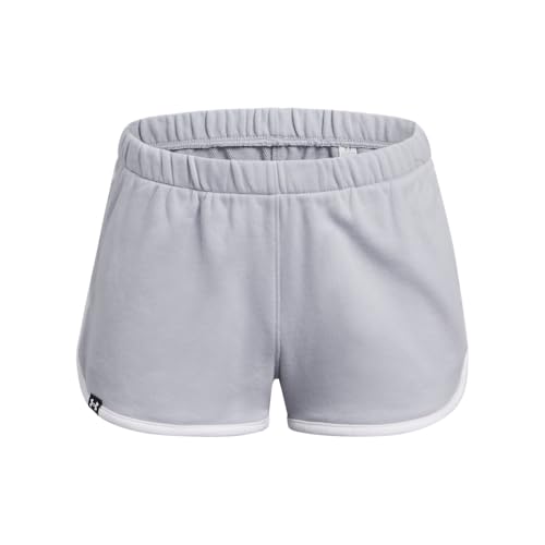 Under Armour Girls' Rival Shorts, (011) Mod Gray / / White, Small