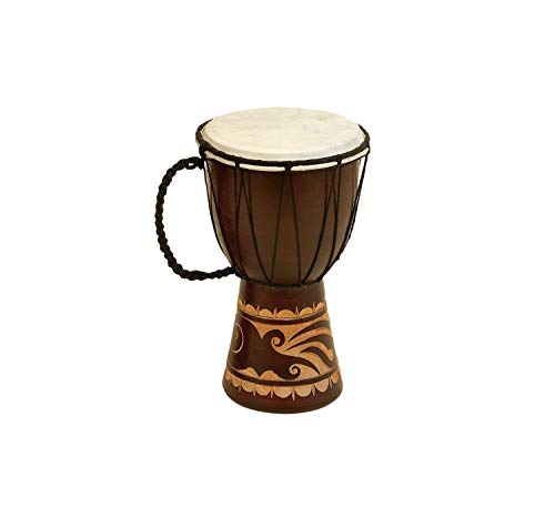 Deco 79 Wood Djembe Sculpture, 7" X 7" X 12", Brown #TOP1