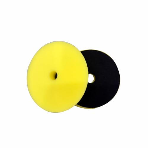 Image of Maple Car Care 4-Inch Medium Cut Foam Pad for Car | Yellow Flat Buff Pad for Car Detailing | Heat Resistant Rotary & DA Polisher Pad | Waxing Buffing Pad for Polishing | Polish Pads for Car & Bike