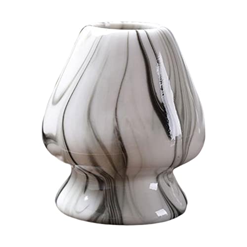 伝統的な抹茶泡立て器スタンド茶器茶道茶筅スタンド家庭用黒と白 6.5x7.5cm