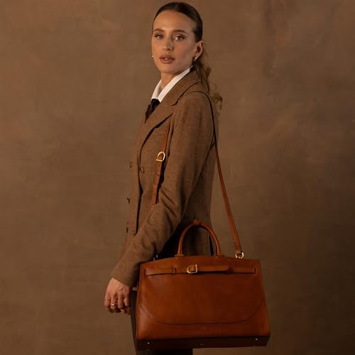 Image of Time Resistance Leather Handbag for Women - Full-Grain Leather Tote Bag - Top Handle Shoulder Bag