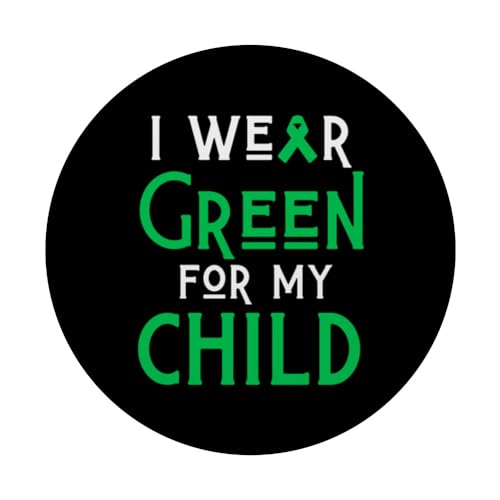 I Wear Green For My Child Liver Brain Cancer Cerebral Palsy PopSockets Swappable PopGrip, Black - Image 3