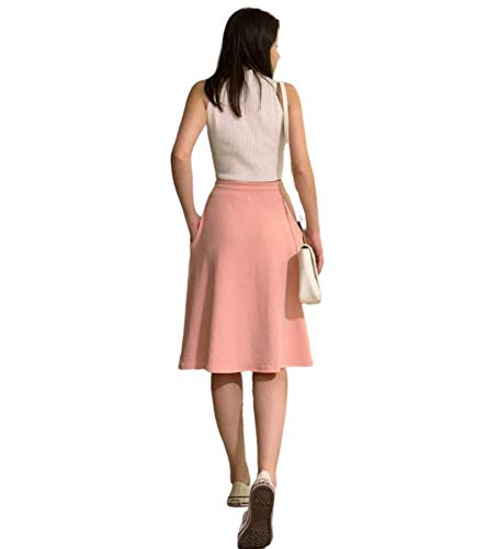 Saia Midi Evasê C/Bolsos E Botões Roupas Femininas Moda Evangélica (M)