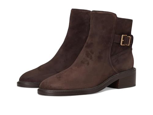 Cole Haan Cole Haan Women's Silvana Buckle Booties, Dark Chocolate Suede, 8-B US