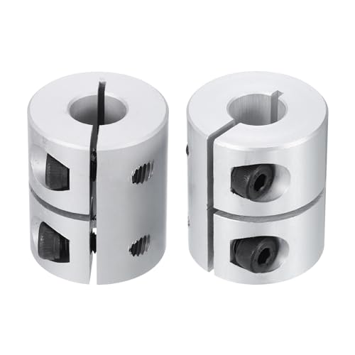 uxcell 2pcs Shaft Coupling 10mm to 10mm Aluminium Single Split Clamping Coupling, Rigid Stepper Motor Wheel Coupler Joint Connector for DIY Model, 3D Printers