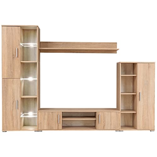 vidaXL Mueble Comedor Salón TV Completo Moderno Madera Roble Sonoma LED Módulo