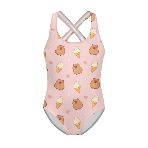 Image of One Piece Swimsuit for Girls Kids Quick Dry Bathing Suit with Crossback Strap Summer Beach Swimwear Size 5T-14