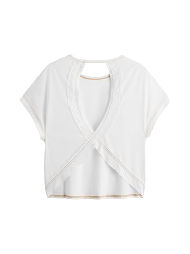 Image of RoseSeek Women's 3 Packs Open Back Tops T Shirt Criss Cross Cut Out Tee Short Sleeve Crewneck Summer Backless Tops