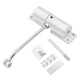 Automatischer Türschließer, Gobesty Federbelasteter Türschließer Einstellbare Aluminiumlegierung Federtürschliesser Tür Selbstschließend Stangentürschließer mit Einstellhebel und 4 Schrauben, Weiß
