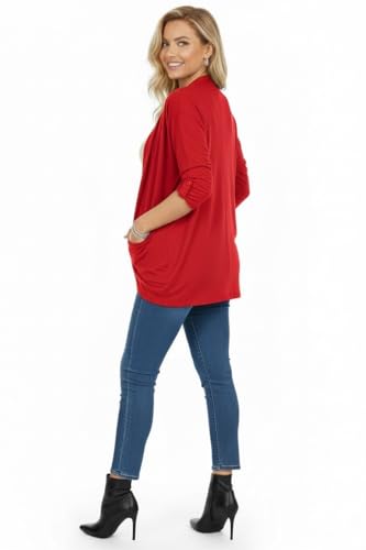 Image of ToBeInStyle Womens Open Front Long Sleeve Lightweight Asymmetrical Draped Cardigan with Side Pockets