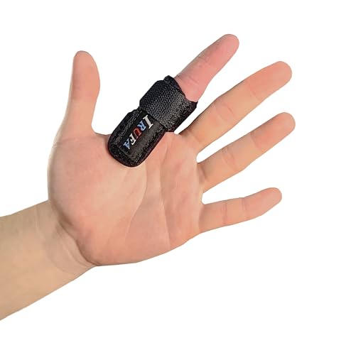 IRUFA, FS-OS-11, 3D Breathable Fabric Finger Splint, Stabilizer Brace Wrap Support for Trigger Broken, Curved Bent Mallet Locking Finger, Dislocation, Straightener, Pain Relief Black, One PCS