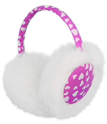 Kids Girls Winter Warm Faux Fur Plush Heart Pattern Ear Warmers Earmuffs,Rose #TOP2