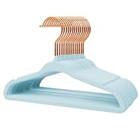 Stormix Baby Clothes Hangers 32 Pack, Kids Velvet Hangers Non-Slip, Clothes Hangers with Shoulder Notches for Toddler Children Blue (Gold Hook)