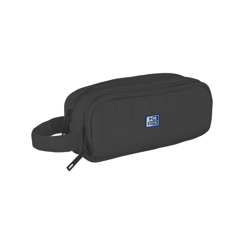 Oxford B-​Smart, Estuche escolar 3 compartimentos, Goma Elástica, Material Reciclado RPET, Color Negro